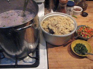Photo of Thai-style ulu curry; Coconut quinoa; Kale salad with sesame dressing